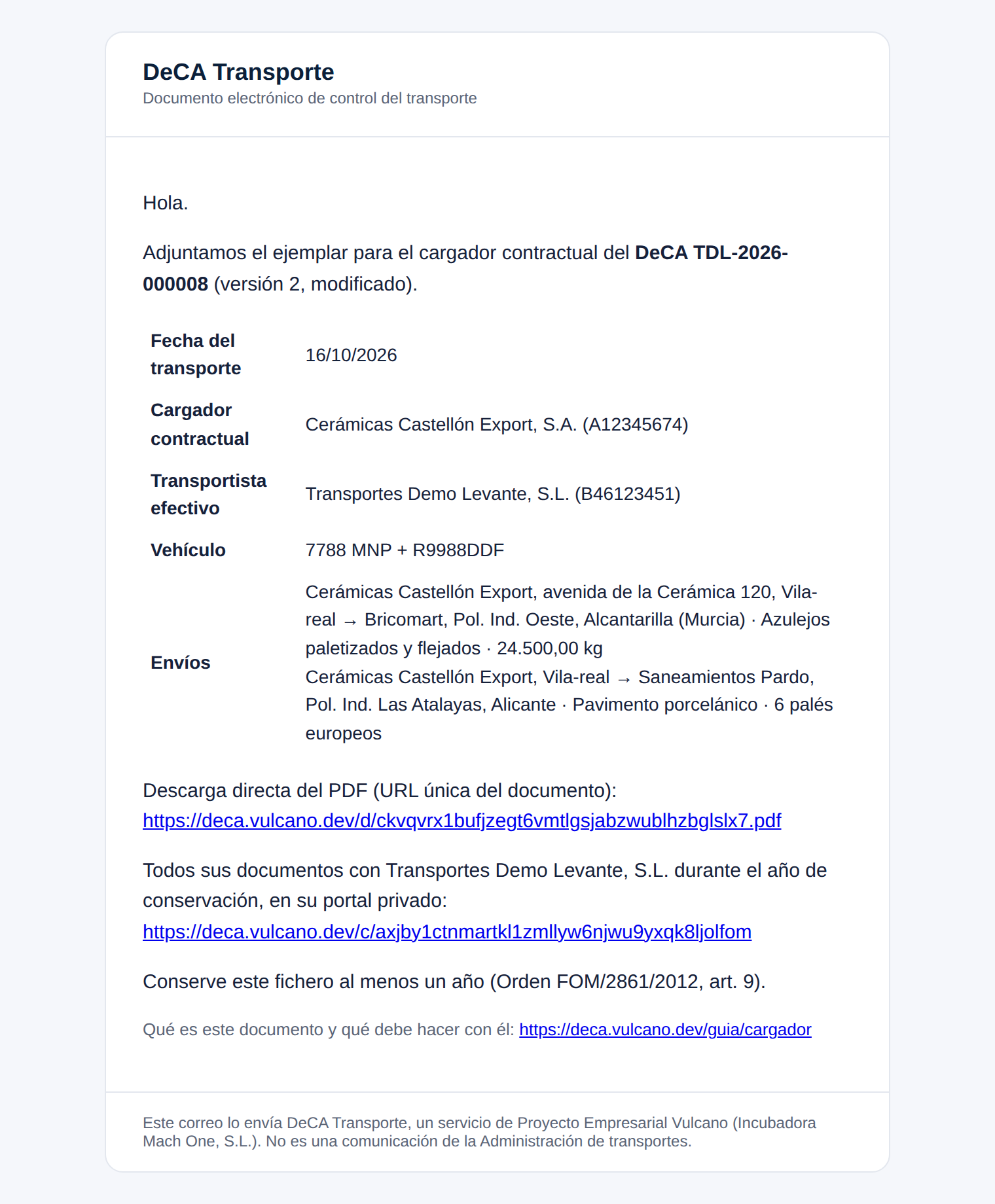 El correo que recibe el cargador con su ejemplar en PDF y el enlace de descarga.