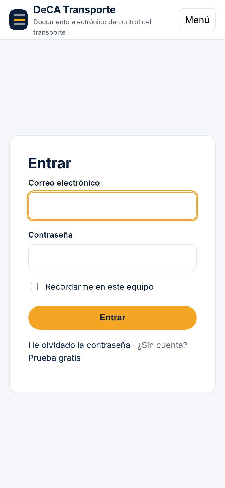 La pantalla de entrada.